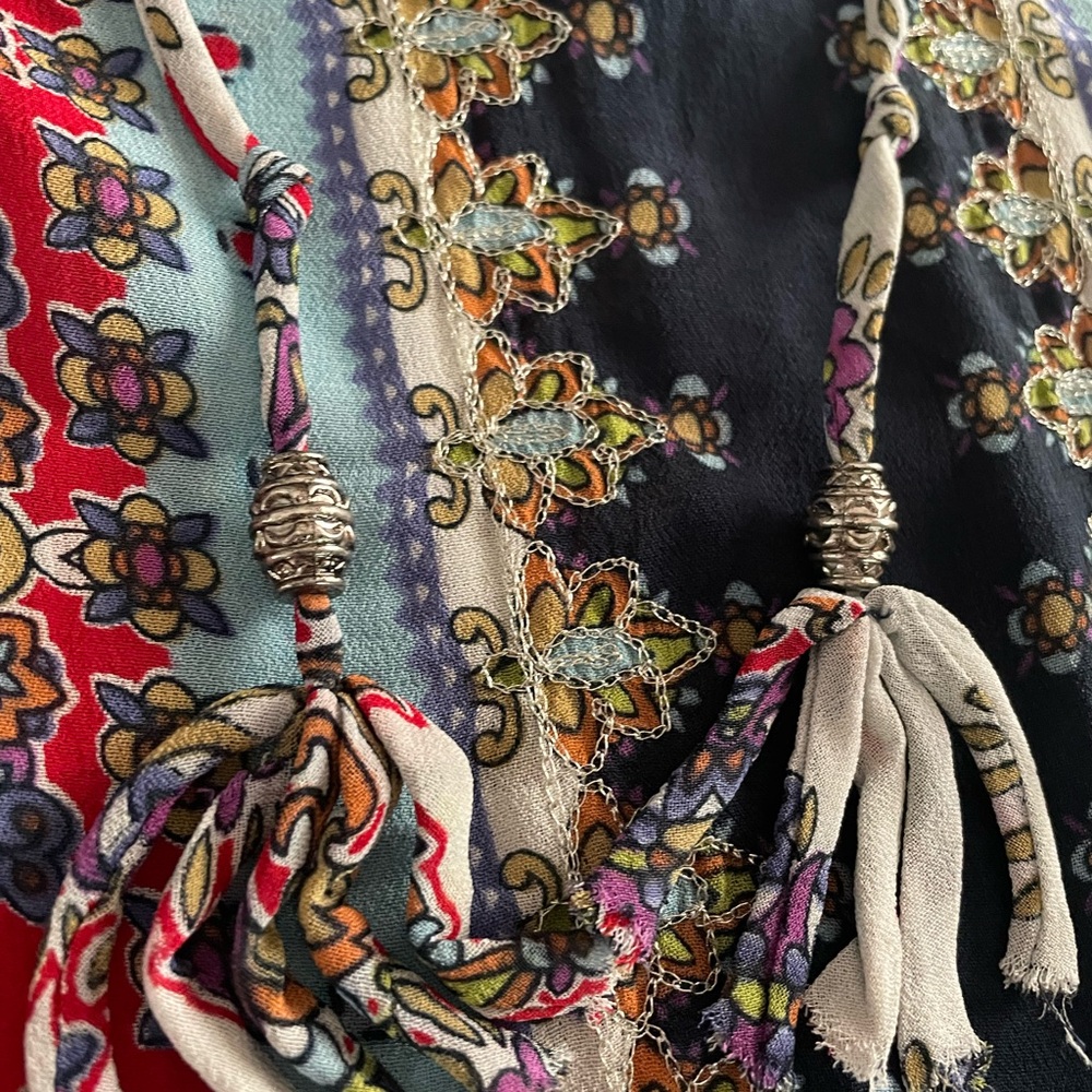 Bila Red and Blue Bohemian Blouse - Picture 4 of 8